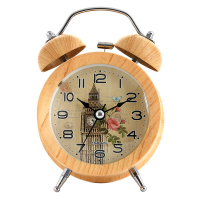 康巴丝（Compas）闹钟创意静音懒人机械打铃钟表家居小闹钟个性闹表学生儿童卧室床头 时钟 DL002竹木