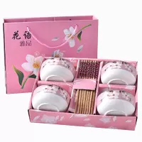 企业专享 粉色花语4碗筷 起订量90