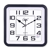 康巴丝(Compas)方形电子挂钟客厅静音钟表家庭创意时尚艺术简约现代石英钟 13英寸（直径33厘米） 黑色