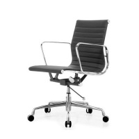 洛克菲勒 半皮电脑椅家用现代简约办公椅经理椅弓形职员椅转椅棋牌麻将椅会议室椅子员工椅