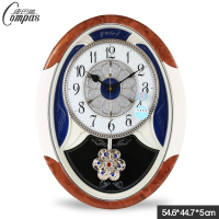 康巴丝(Compas)欧式挂钟客厅大号静音现代时尚摇摆时钟创意简约石英壁钟表 20英寸(直径50.5厘米) 白色款
