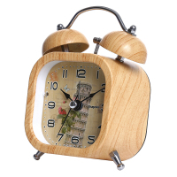 康巴丝(Compas)闹钟创意静音懒人机械打铃钟表家居小闹钟个性闹表学生儿童卧室床头时钟DL001竹木