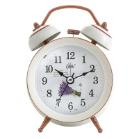 康巴丝(Compas)闹钟创意静音懒人机械打铃钟表家居小闹钟个性闹表学生儿童卧室床头时钟DL002白金