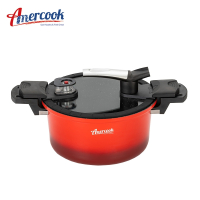 美国AMERCOOK微压麦饭石煮汤锅 加厚铝合金锅身 24cm炖锅汤锅压力锅微压锅低压锅煤气灶电磁炉通用