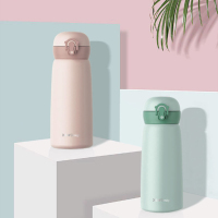 艾可思(X&W) 保温杯 X-050 弹跳盖女学生可爱便携小日系少女心简约ins粉蓝色网红水杯400ml
