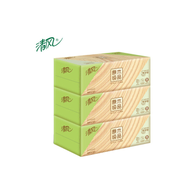 清风原木纯品B338C1盒装抽纸 双层200抽 3盒/提 16提/箱 整箱售卖