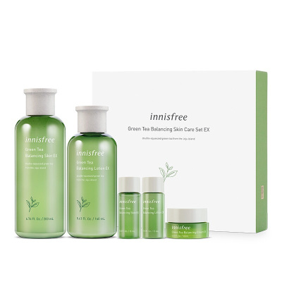 悦诗风吟 Innisfree绿茶精萃保湿平衡水乳套装 柔肤水200ml+柔肤露160ml送水&柔肤露15ml面霜10ml