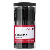 得力 Deli S52 S52中性笔0.5mm半针管 黑 30支/桶(包装数量 1桶)