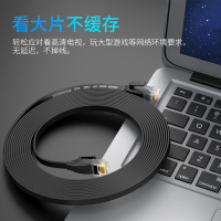 企购优品 山泽六类网线 CAT6类千兆无氧铜扁平电脑宽带家用监控网络连接成品跳线 黑色10米HBP610