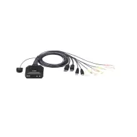 宏正(ATEN) CS22DP 2端口USB DisplayPort带线式KVM多电脑切换器 (外接式切换按键)