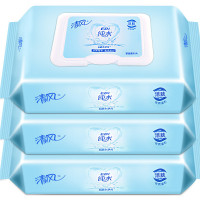 清风纯水湿巾纸家用儿童男女士成人带盖软抽抽取式柔湿纸巾80片车载式家庭装80片*3包