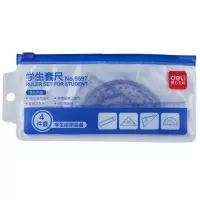 得力（deli）9597 学生文具 绘图尺子四件套尺（直尺+三角尺*2+量角器） 十套装