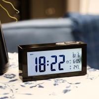 康巴丝 Compas 闹钟创意儿童电子闹钟学生夜光智能温度小闹钟静音LED显示床头数字家居简约闹钟 8890黑色