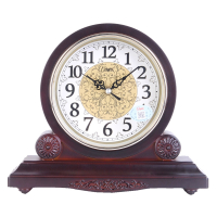 康巴丝(Compas)欧式座钟田园客厅复古钟表创意床头时钟卧室静音台钟石英钟 棕木色