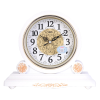 康巴丝(Compas)欧式座钟田园客厅复古钟表创意床头时钟卧室静音台钟石英钟 白色