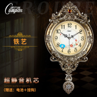 康巴丝(Compas)欧式复古摇摆挂钟客厅简约时尚挂表卧室壁挂钟静音石英钟表 20英寸(直径50.5厘米) 2969铁艺