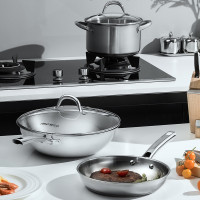 爱仕达ASD 炒锅套装/汤锅/煎锅/奶锅 304不锈钢电磁炉锅具套装 四件套