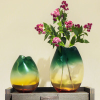 北欧现代轻奢彩色玻璃花瓶摆件 客厅插花瓶 小号 hp10 单只装
