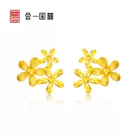 金一国囍足金花朵女士精品黄金耳钉耳饰百搭足金耳环送女友礼物 (计价)ABF001