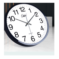 康巴丝（COMPAS）挂钟 创意简约钟表客厅静音石英钟表挂墙卧室时钟 c2855 黑色