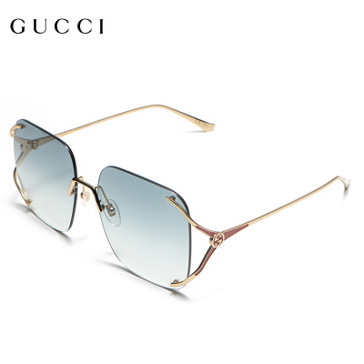 20新品倪妮同款Gucci古驰太阳镜古奇女士方形无框渐变眼镜GG0646S-004-60