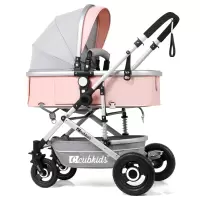 童车 可坐可躺儿童宝宝婴儿车 手推车 藕粉色