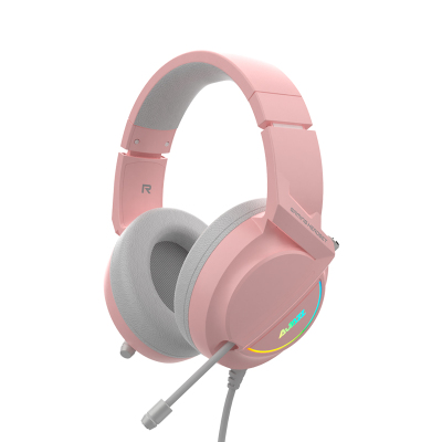 黑爵(AJAZZ) AX365粉色 头戴式耳机 游戏耳麦 电竞耳机 可伸缩麦克 USB接口 绝地求生 吃鸡耳机