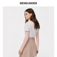 蕉下防晒手套防紫外线夏天冰丝骑行防滑长款袖套 杏花粉-M码