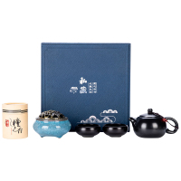 JOHN BOSS 茶具 定窑黑色+香炉+檀香+茶叶250g一套 陶瓷功夫茶具