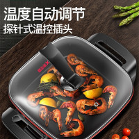 奥克斯(AUX)电火锅家用多功能电蒸锅电热炒锅学生炒菜宿舍蒸煮饭烧烤一体电煮锅 [升级款]黑色