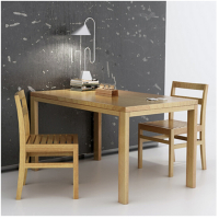 麦森 办公桌 实木小户型长方形简约会议培训餐桌子 1.4米原木色水性漆 MS-20XM-0326