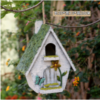 鸟屋房子树上壁饰 园艺装饰园林造景 米白色款