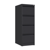 洛克菲勒 黑色四抽卡箱文件柜档案柜 办公矮柜带锁一层可放200挂快捞柜