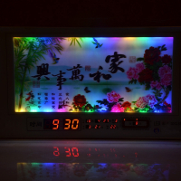 康巴丝(Compas)万年历时尚客厅数码电子日历钟办公室挂钟日历表 16英寸(直径40.5厘米) 3D彩光家和万事兴