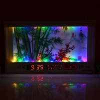 康巴丝(Compas)万年历时尚客厅数码电子日历钟办公室挂钟日历表 16英寸(直径40.5厘米) 3D彩光流水生财