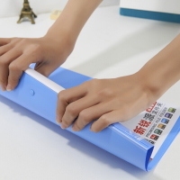 晨光 档案盒 94814 透明侧面标签 蓝色大容量塑料收纳盒 55mm资料盒文件夹a4大 75mm大 7.5cm