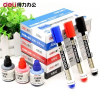 得力 S502可擦白板笔可加墨水大头笔黑色蓝色红色易擦白板笔