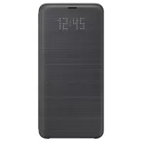 三星 (SAMSUNG) S9原装手机壳保护壳 S9 Led智能显示保护套翻盖休眠全包防摔手机套皮套 黑色