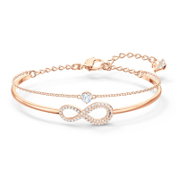 施华洛世奇(SWAROVSKI)王一博系列新款永恒爱意浪漫双层手镯 玫瑰金色人造水晶 送恋人5518871