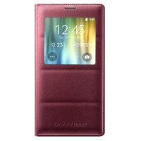 三星(SAMSUNG)NOTE4原装皮套 note4手机壳手机套 翻盖智能皮套 保护套 酒红色