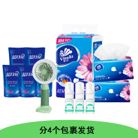 分4个包裹发货 端午套餐(REMAX小风扇(颜色随机)+免洗手消毒液*3瓶+维达抽纸3提+蓝月亮洗衣液5袋)CDC