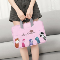 内涵 苹果戴尔小米电脑包手提14英寸女士卡通印花皮质防泼水内胆包防震保护套 SMDNB-JD 14英寸粉色猫爪