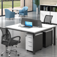 [一鹏]办公桌钢架桌子简约职员写字台办公桌员工电脑桌黑白色老板桌