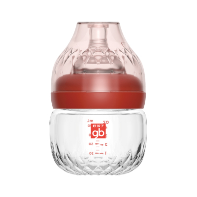 好孩子奶瓶新生儿奶瓶 婴儿玻璃奶瓶 宽口径奶瓶易清洗 防呛奶玻璃奶瓶 石榴红-120ml