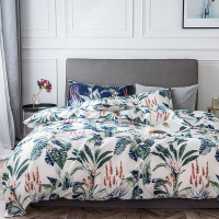 Okioki Sleep Factory OK19007 热带雨林-白 四件套夏季冰丝欧式丝滑真丝床单被套 单套装