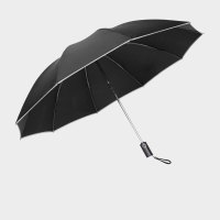 ZH左都自动三折车载创意 照明警示反向自动晴雨伞 电筒—曜岩黑