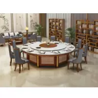企购优品 电动餐桌 规格:φ2600*760 电动遥控转盘 主体框架:板木结合;台面、转盘、花板