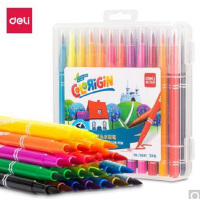 得力(deli)36色软头水彩笔 勾线漫画插画美工签名记号水性笔涂色颜色笔 学生儿童绘画美术用品画具画材70686