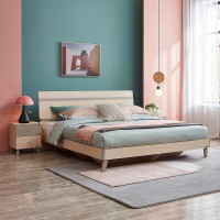 全友家居 床 双人床 框架床 现代简约卧室家具 白橡木纹板式床 106305 框架床 1500*2000