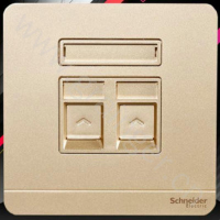  Schneider Electric 绎尚系列 双联带保护门超五类信息插座 , 薄暮金 E8332RJS5_WG_C1